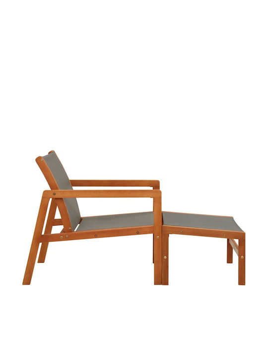 Deckchair Wooden with Textilene Fabric Gray 133x60x77.5cm.