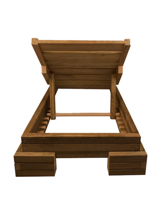 Deckchair Wooden Beige 200x68x14cm.
