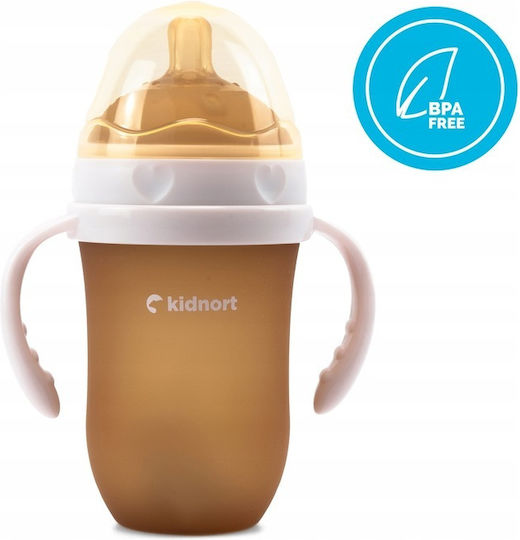 Kidnort Lern-Trinkflasche Silikon mit Griffen Rosa für 6m+m+ 250ml