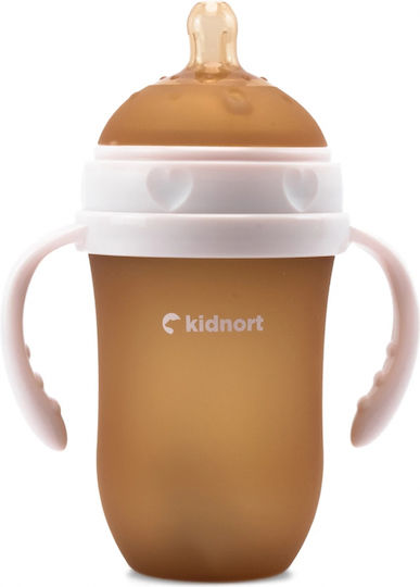 Kidnort Lern-Trinkflasche Silikon mit Griffen Rosa für 6m+m+ 250ml