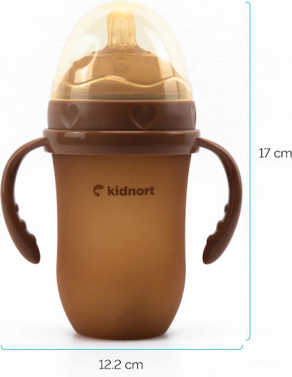 Kidnort Lern-Trinkflasche Silikon mit Griffen Rosa für 6m+m+ 250ml