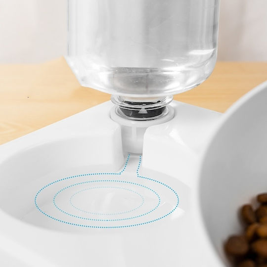 Automatic PVC Bowl Food & Water for Cat 25cm in White Color