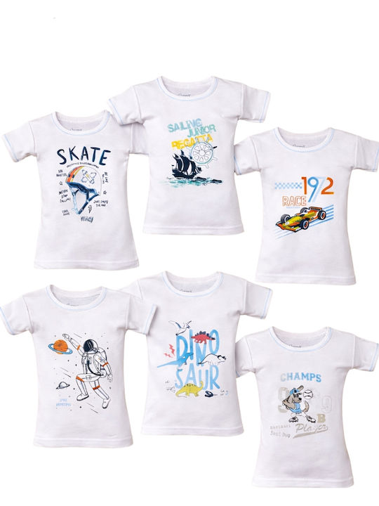 Onurel Set of Kids' Undershirts Short-sleeved Multicolored 6pcs