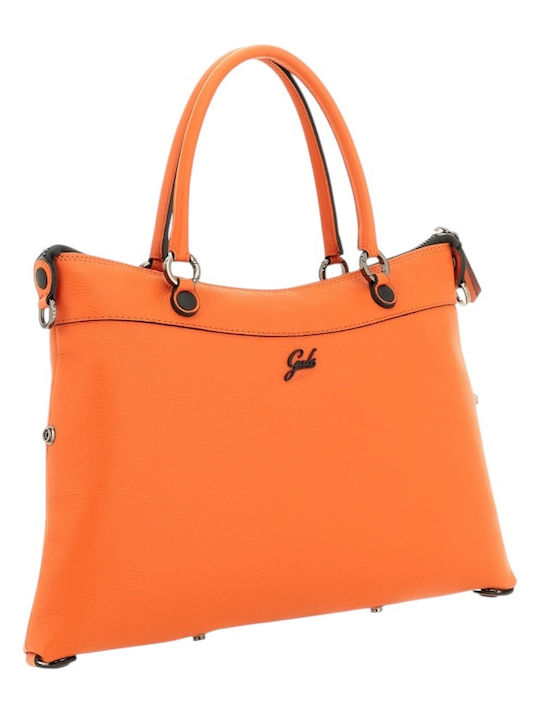 Leather Women's Shopper Shoulder Bag Orange