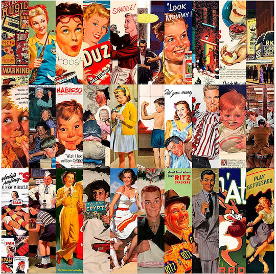 Set 30 Semne De Carte Din Carton Obro Pentru Pasionați De Lectură Postere Retro Americane Multicolore Albe 15 X 4 Cm