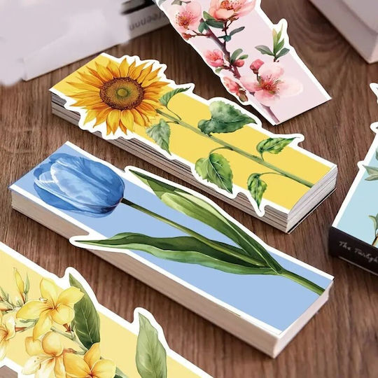 Set 30 Cardboard Bookmarks Reading Enthusiasts Floral Pattern Multicolor 13 X 5 Cm