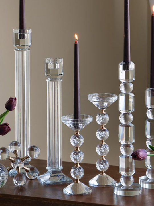 Artekko Candle Holder Glass in Transparent Color 8x38x8cm 1pcs