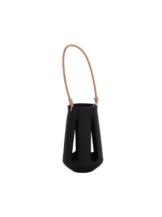 HomeMarkt Erantyl Rattan Lantern Tabletop Black 10x10x10cm