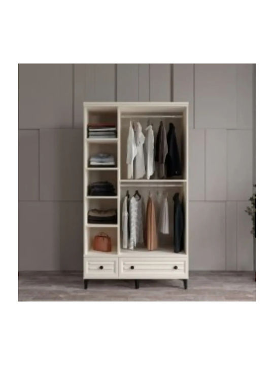 Triple Door Wardrobe Mirror & 2 Hanging Spaces White 118×53×210cm