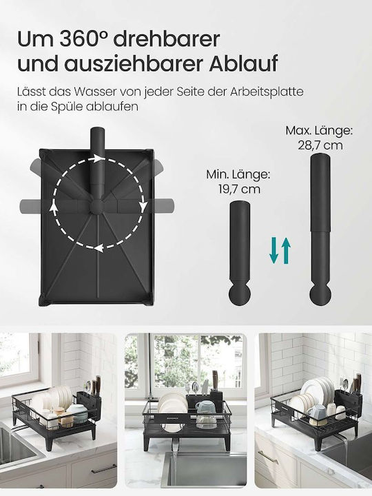 Songmics Metal Sink Strainer Black Metal 31x42x18.5cm