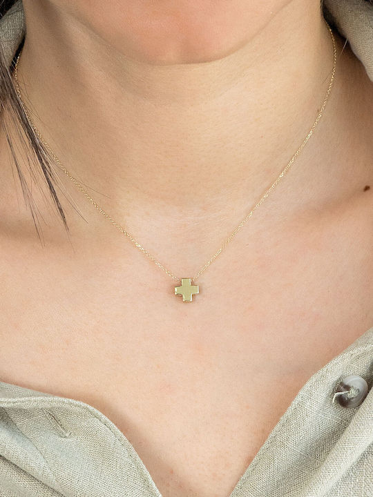 Kiriakos Gofas Women's Gold Cross 9K Double Sided with Chain