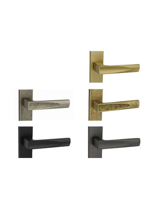 Viobrass Middle Door Lever with Plate Pair (Distance Between Lock Centers 75mm) Matte Black