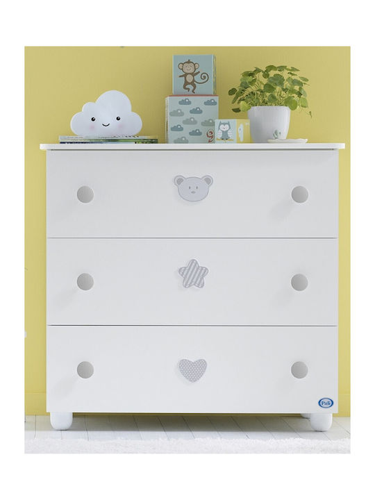 Birillo Baby Dresser with 3 Drawers White 94x50x92cm
