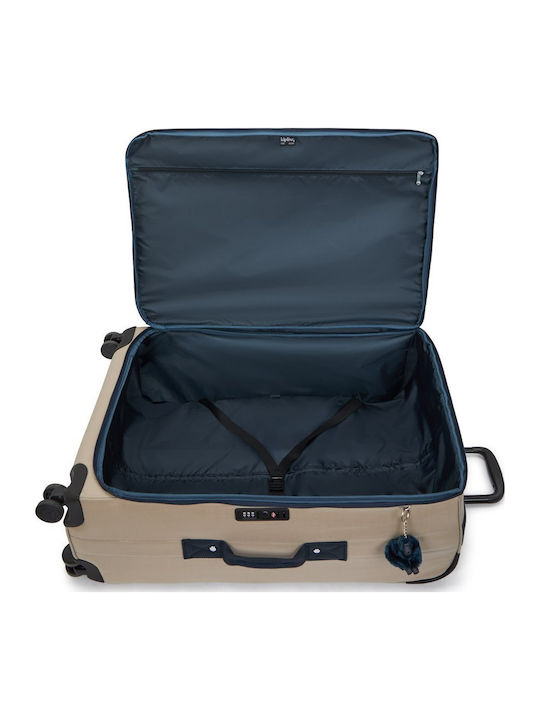 Kipling Large Fabric Travel Suitcase Soft Taupe Combo With 4 Wheels Height 78cm