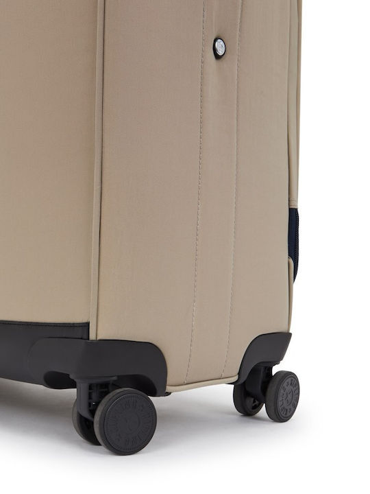 Kipling Large Fabric Travel Suitcase Soft Taupe Combo With 4 Wheels Height 78cm