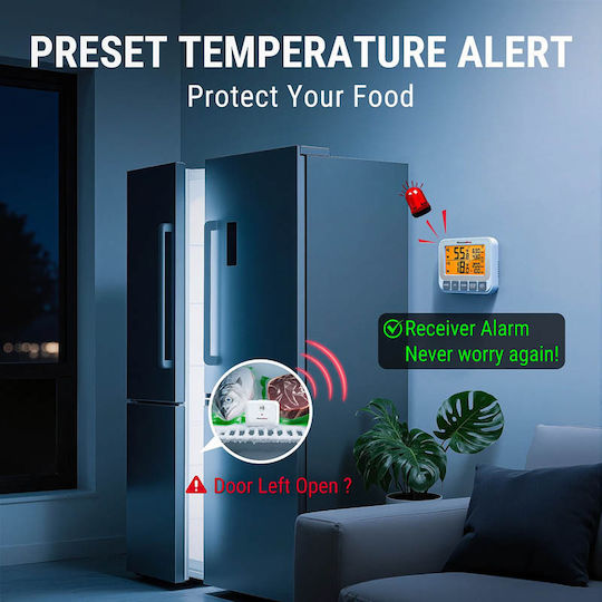 Thermo Pro Asyrmato Digital Thermometer Psychiou Wireless Fridge Freezer Thermometer 40°C–70°C Dual Sensors Temp Alert Backlit Tp210b