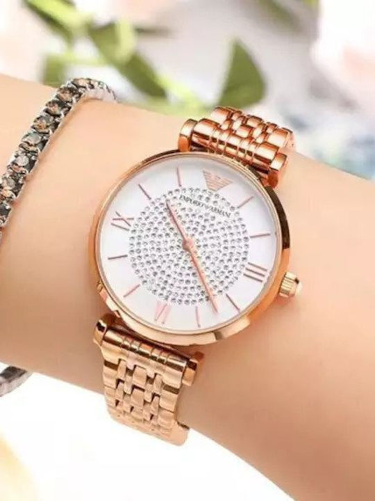 Emporio Armani Women's Watch with Pink Gold Metal Bracelet