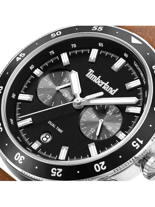 Timberland Ανδρικό Ρολόι 44mm Μπαταρίας με Καφέ Δερμάτινο Λουράκι