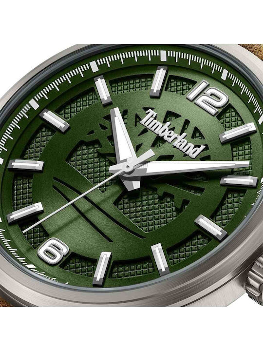 Timberland Ανδρικό Ρολόι 43mm Μπαταρίας με Καφέ Δερμάτινο Λουράκι