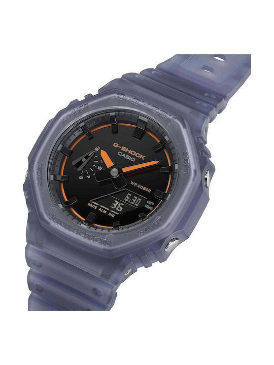 Casio Men's Watch Chronograph Battery with Blue Rubber Strap