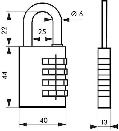 Thirard Padlock Brass Combination 40mm Blue 1pcs