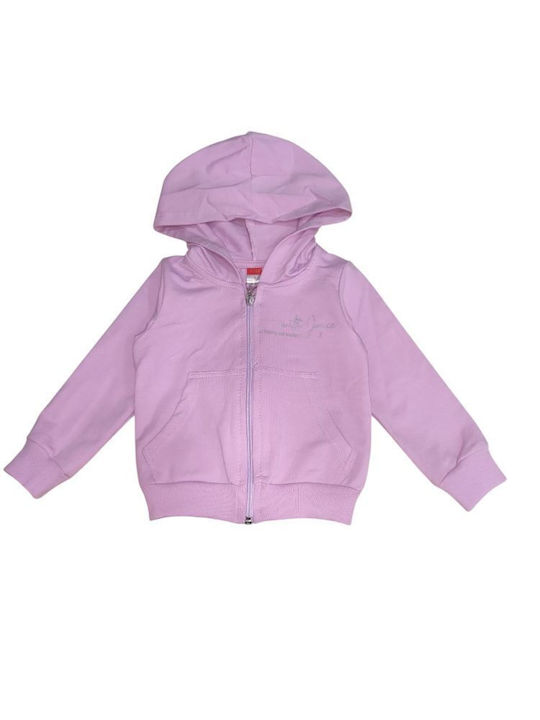 Kinderstrickjacke Baumwolle mit Kapuze LILA Possible
