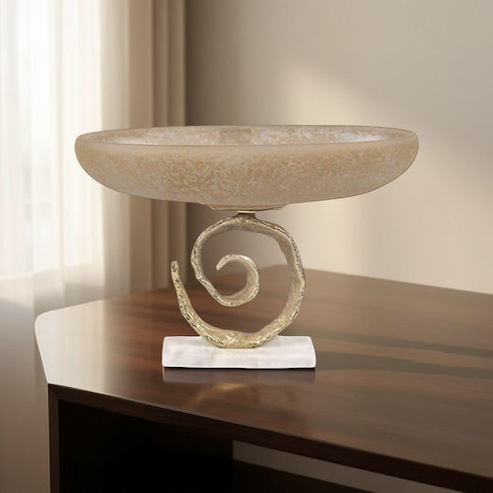 Bol Decorativ Sticlă Bej 40x20x7cm 1buc