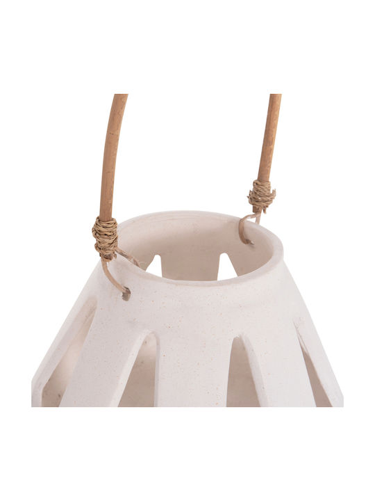 HomeMarkt Rattan Tabletop Lantern White 10x10x10cm