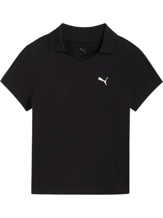 Damen Polo Bluse Kurzarm Black