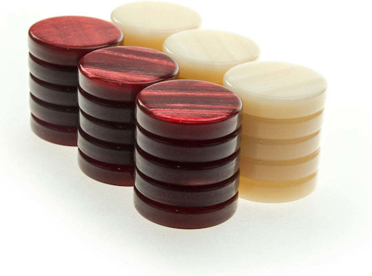 Manopoulos Pearl Felt Checkers for Backgammon Red / Red 3.6cm
