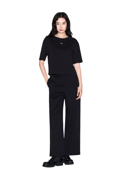 Damen Stoff Hose in Lockere Passform Schwarz