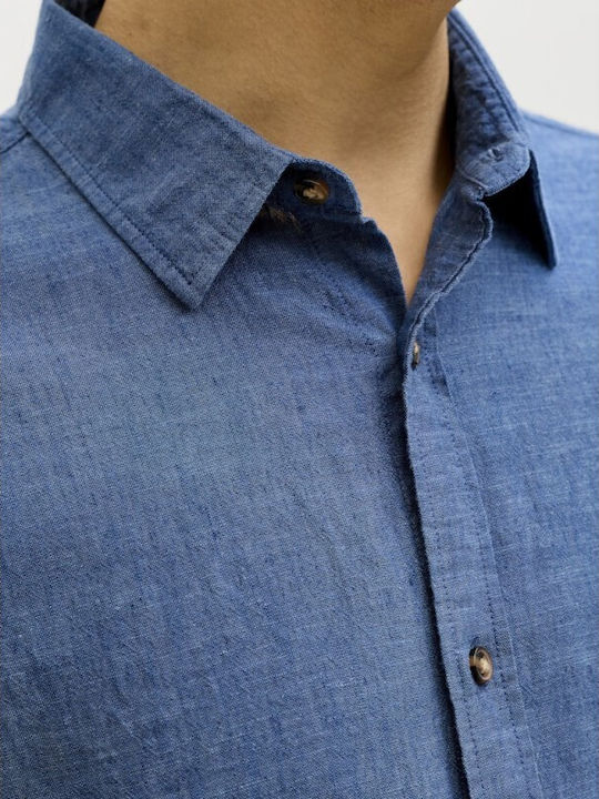 Langärmlig Leinen Hemd Navy Blazer