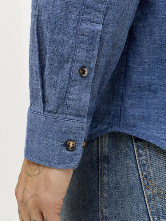 Langärmlig Leinen Hemd Navy Blazer