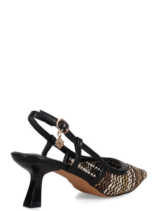 Pointed Toe Black Heels with Strap