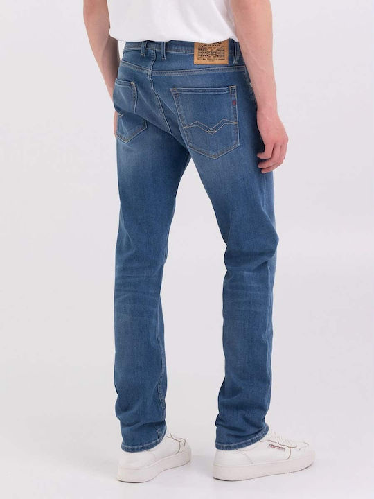 Grover Men's Elastic Regular Straight Fit Blue Jeans Pants