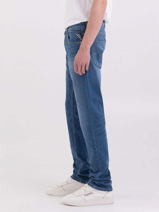Grover Men's Elastic Regular Straight Fit Blue Jeans Pants