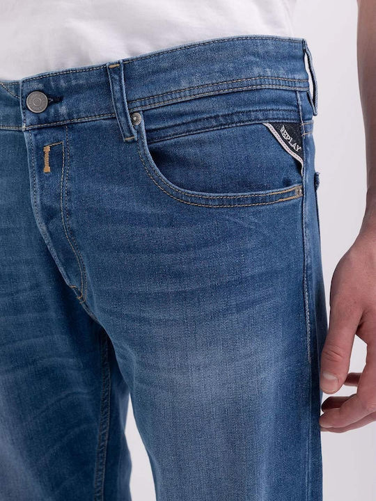 Grover Men's Elastic Regular Straight Fit Blue Jeans Pants