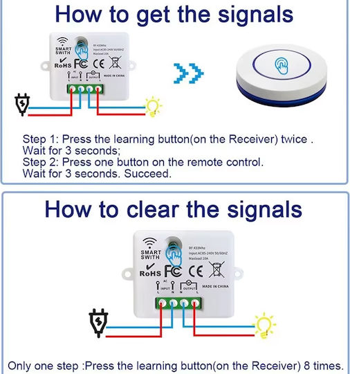 Ασύρματος Smart Switch RF 10A