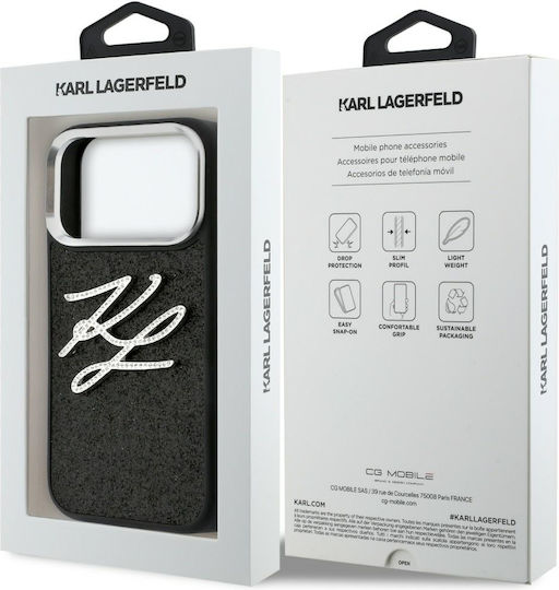 Karl Lagerfeld Iml Glitter Kl Diamond Logo iPhone 17 Pro Schwarz Handyhülle
