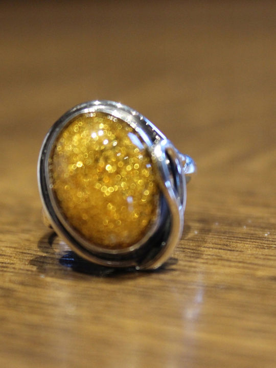 Natural Green Amber Ring Size 15