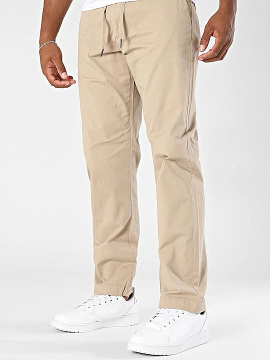 Elastic Chino Trousers in Relaxed Fit Lemon Pepper