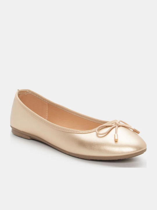 Damen Ballerinas Spitz zulaufend Gold