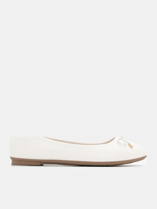 Damen Ballerinas Spitz zulaufend in Weiß Farbe