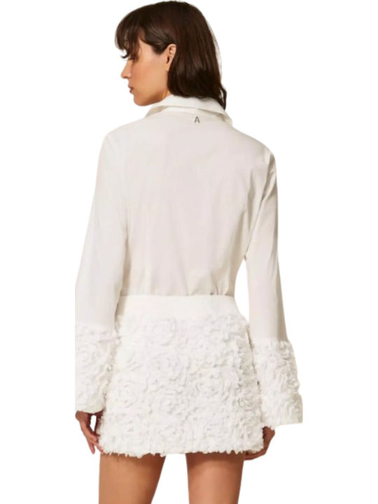 Μακρυμάνικο Γυναικείο Πουκάμισο Off White Floral