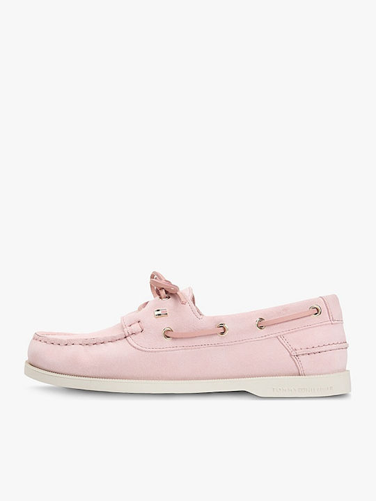 Δερμάτινα Γυναικεία Boat Shoes σε Ροζ Χρώμα