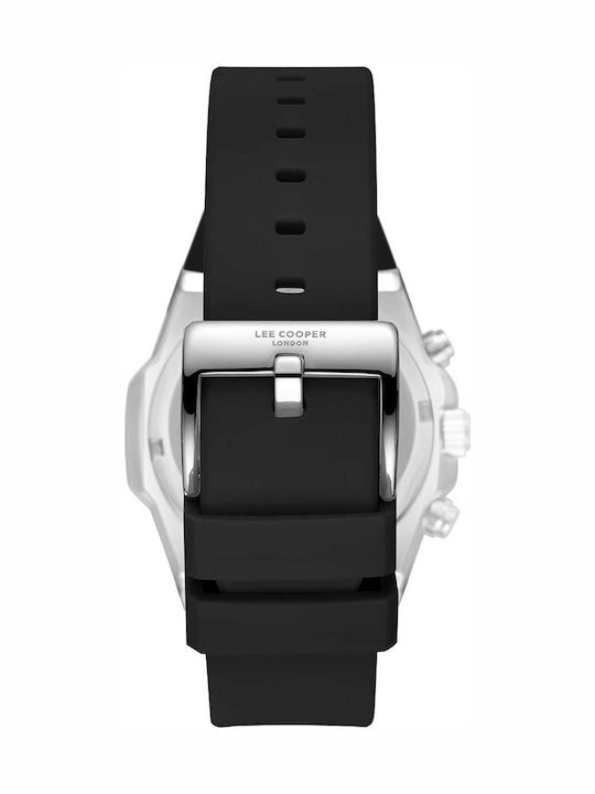 Dual Time Мъжки Часовник 43.6mm На Батерия С Черна Каучукова Каишка