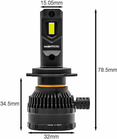 H7 LED 12-24V 200W 40000lm 6500K IP68 A315 S26 Nighteye 2 x 100W 2 Years Warranty