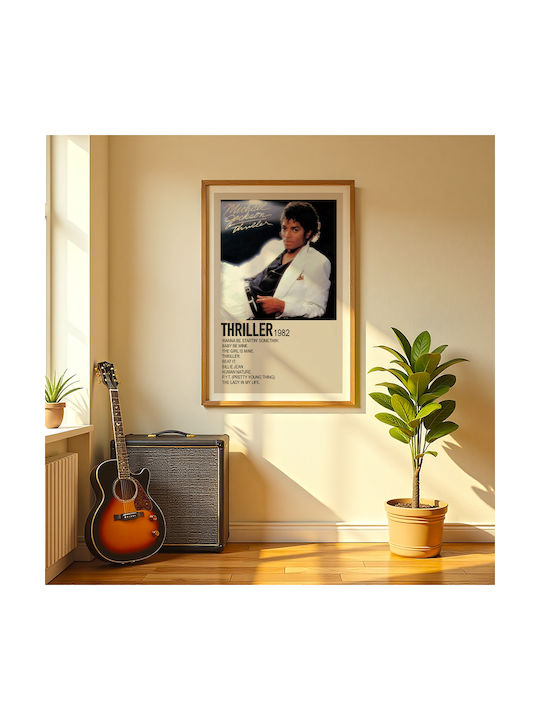 Music Poster Thriller Michael Jackson Ms565 30cm X 40cm Premium Black Wooden Frame