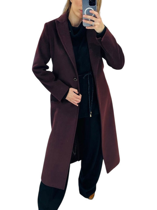 Femeie Bordeaux Palton cu Curea