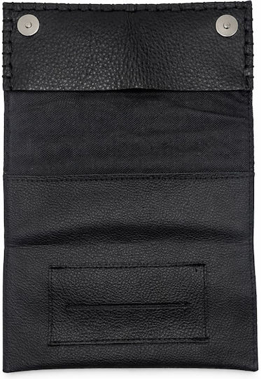 Panora Leather Tobacco Pouch With Magnetic Clasp Black